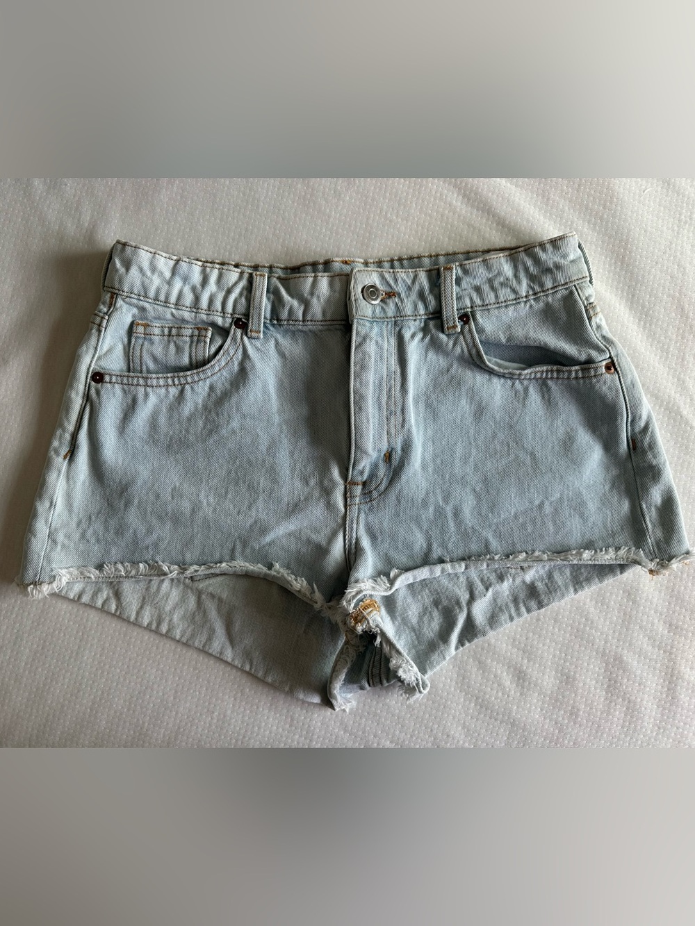 H&M Light Blue Denim High-Rise Cutoff Shorts